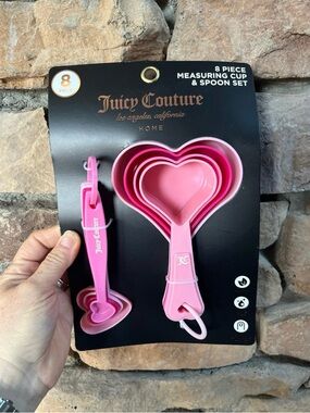 Juicy Couture Pink Heart-Shaped Measuring Cup & Spoon Set